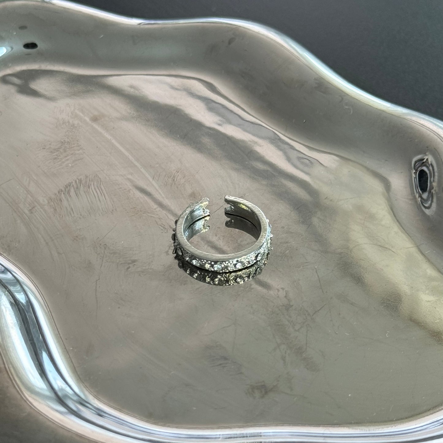 Vintage Thin Diamond Ring Silver