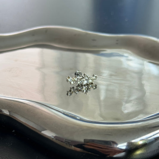 Long shooting star Full Diamonds Helix Earrings Cute Fashion Silver Titanium steel flat back stud outer threaded