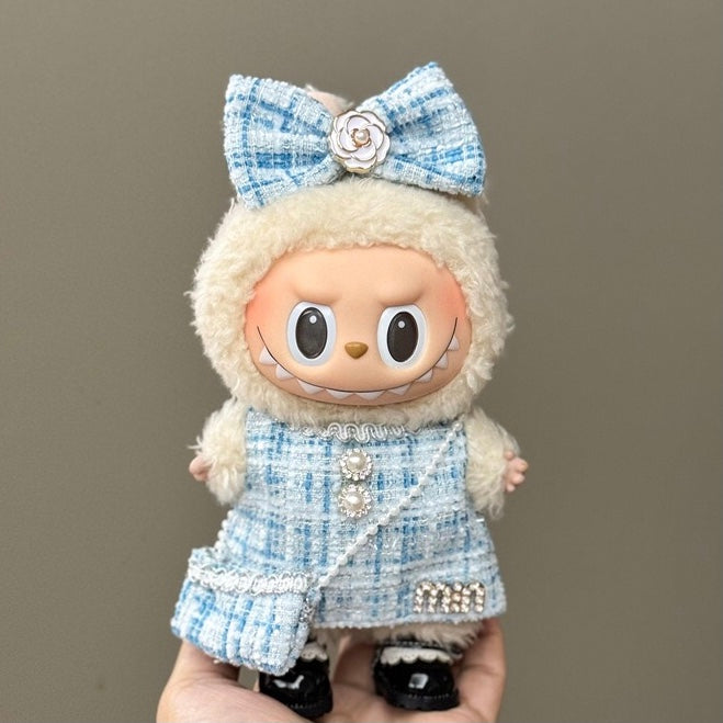 17cm Labubu cute clothes dress sets suits logo shirts pants shorts