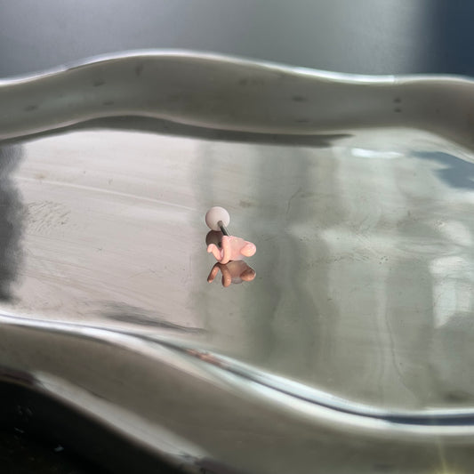 Black Pink Snake Diamond Helix Earrings mini Flat Round Disk Titanium Steel