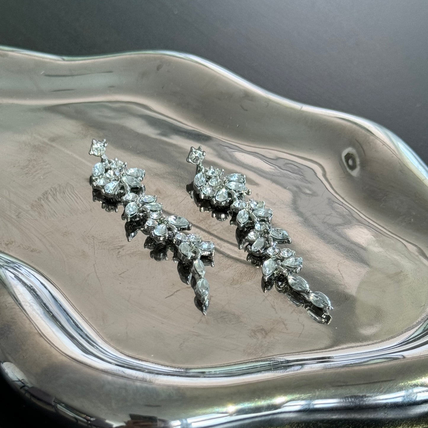Leaf Tassel Pendant Diamond Earring Drop Earring Silver S925