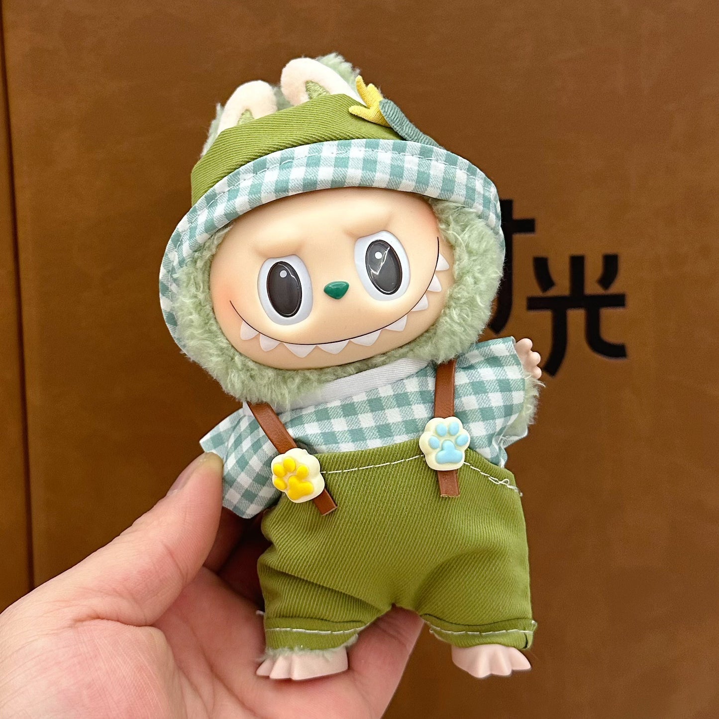 17cm Labubu cute clothes dress sets suits logo shirts pants shorts