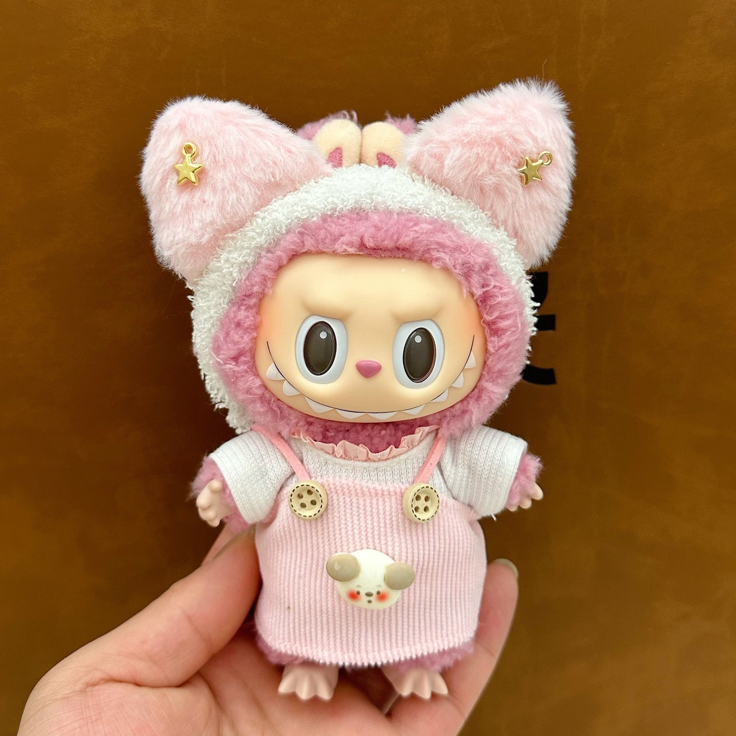17cm Labubu cute clothes dress sets suits logo shirts pants shorts