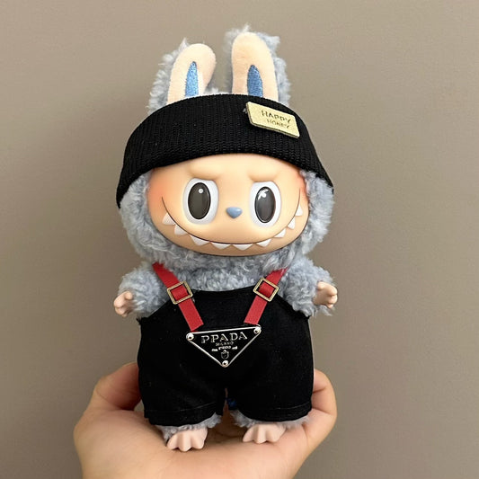 17cm Labubu cute clothes dress sets suits logo shirts pants shorts