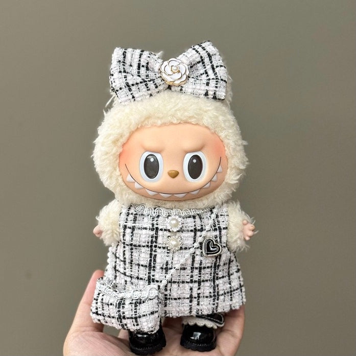 17cm Labubu cute clothes dress sets suits logo shirts pants shorts