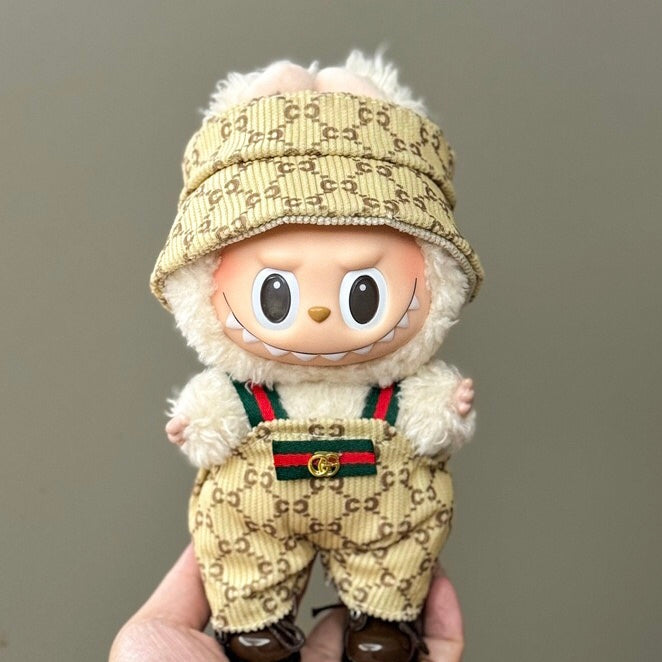 17cm Labubu cute clothes dress sets suits logo shirts pants shorts
