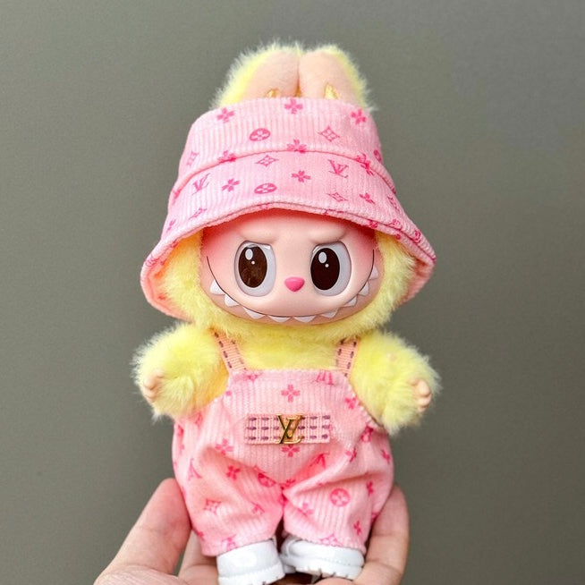 17cm Labubu cute clothes dress sets suits logo shirts pants shorts