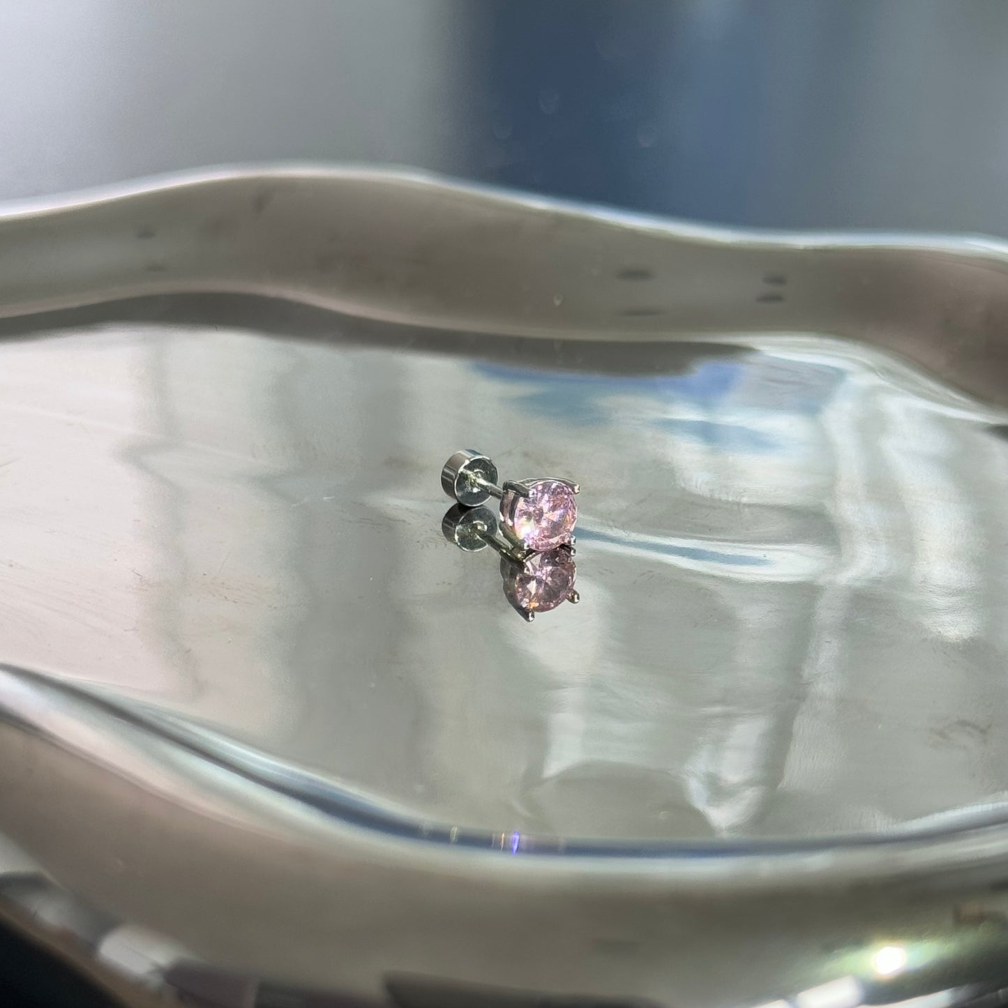 5mm Colorful white Yellow Pink Blue Crystal diamond helix single Earring silver/titanium steel flat back stud outer threaded