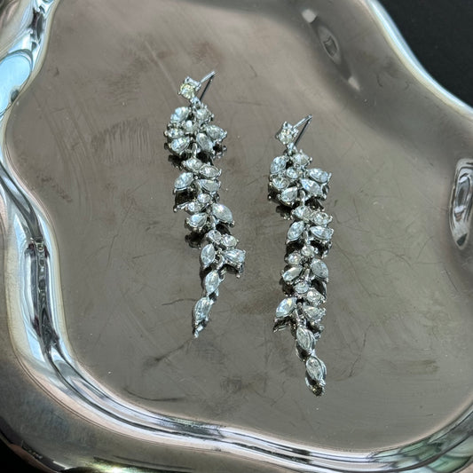 Leaf Tassel Pendant Diamond Earring Drop Earring Silver S925